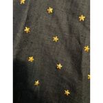 Carmen Marc Valvo Dress Metallic Star Embellished Deep V-Back Linen Navy Blue 8 Photo 3