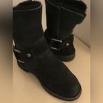 Uggs women black suede biker Cedric boots US 5.5 Photo 3