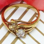 Cute Gold Tone Fashion Cocktail Ring Clear Crystals Size 7.5 Photo 7