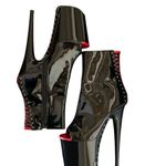 PLEASER Delight Black Red Peep Toe Corset Style Platform Ankle Boot Stiletto Size 7 Photo 5