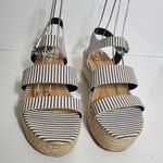 Bamboo  Blue White Striped Rope Platform Sandal 10 Photo 2