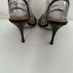 BCBG Paris Bronze Metallic Slingback Strappy Sandals 4" Heel Shoes 8B Brown Size 8 Photo 3