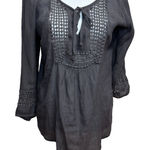 Maurice's Crochet Tunic Top Womens L Gray Boho Peasant Cottagecore Flowy Casual Photo 0