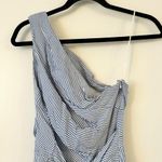 Banana Republic  One Shoulder Pleated Fit & Flare Pinstripe Dress Size 4 Photo 4