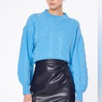 Cami NYC  merino wool sweater cable knit Davney electric blue mock balloon sleeve Photo 1