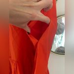Whit Two Anthropologie Bright Red Orange Ruffle Neck Tiered Midi Dress Sz XS Photo 1