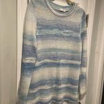 Gap Size L Blue Ombré Stripe Long Sleeve Crew Beck Loose Knit Pullover Sweater Photo 5