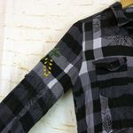 Desigual Shirt Women L Black Gray Striped Floral Embroidery Laura Illa Popover Photo 4