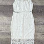 Main Strip White Crochet Lace Overlay Midi Dress M Sleeveless High Neck Bridal Photo 0