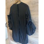 COS  Dress Womens Size 4 Black Sleeve Ruffles Crisp Cotton Minimalist Evening Photo 8