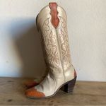 Justin Boots Vintage Justin 6.5 Two Toned Stitched Leather Cowgirl Boot Western Cap Toe Photo 1