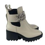 Karl Lagerfeld Paris Ivory Chunky Heel Embellished Platform Combat Boot Size 7.5 Photo 0