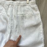 Mango  Linen Pants straight leg pull on womens White (medium) vacation resortwear Photo 5