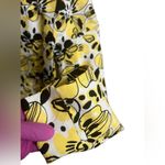 Investments Jacket Blazer Open Front Long sleeve Yellow Floral Cotton Size 12 Photo 3