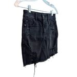 American Eagle  Curvy High Rise Mini Black Distressed Jean Skirt  Size: 0 (XS) Photo 2