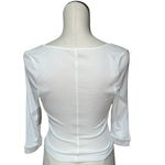 Free People NWT Ribbed Scoop Neck Button Front Top Cardigan White Medium Photo 3