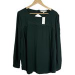 Loft NWT Plus Women’s Eyelet Open Back Keyhole Blouse Dark Green Size 18 Photo 2