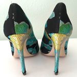 Deimille Floral Jacquard Printed Silk Pumps in Blue Multi Size 37 / 6.5 Photo 4
