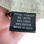 Linear Linen Blend Tan Shimmer Metallic 3/4 Sleeve Open Lightweight Jacket Sz L Size L Photo 5