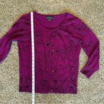 Simply Styled Purple Buttoned 3/4 Sleeve Floral Cardigan Medium Photo 6