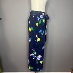 Halogen Petite Women's Wide Leg Crop Pants - Navy Floral Size M Photo 3