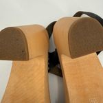 Swedish Hasbeens Size 39 (US 9) Fringe Black Leather Clog Sandal Heels Wood Shoe Photo 13