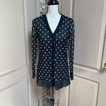 Chico's  women polka dot mesh whimsy goth cardigan v-neck Sz XS stretching Photo 2
