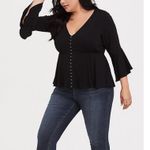 Torrid  Black Stretch Challis Bell Sleeve Midi Top Size 00 M/L 11945521 Photo 6