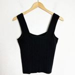 Vince  Ribbed Knit Cotton Blend Crop Top Size Large Black Stretch Photo 10