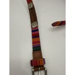 Fossil  Leather Belt Concho Tapestry Braided Brown Vtg BT8324BRT Medium Photo 2