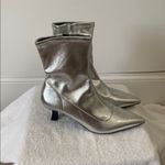 Abound NWT  Erinn Metallic Silver Pointed Toe Jitten Heel Ankle Sock Booties 7.5 Photo 2