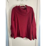 Chico's  Sweater Plus Size 2X Red Cable Knit Cowl Neck Preppy Twee Holidays Photo 1