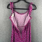 Loft Midi Sun Dress Petite Size 2 Purple Ditsy Floral Ruffle Neckline Zip Back Photo 7