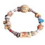 Multicolor Beaded Bracelet Memory Floral Chinese Script Designs Adjustable Photo 2