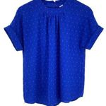 NO BRAND Royal Blue Swiss Dot Short Sleeve Blouse Size Small Business Casual Photo 0