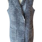 TRIBAL Women's Long Black & Gray Wool Blend Plaid Vest Pockets & Fringe Bottom Size L Photo 3