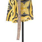 NWT Etro Silk Yellow & Black Pattern Knee Length Skirt w/ Tie Detail Size 6 Photo 5