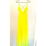 Jay Godfrey Neon Yellow Georgette Zipper Fully Lined High Slit Gown Dress Size 2 Photo 3