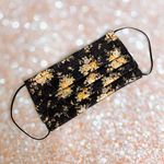 Black Yellow Gold Metallic Floral Face Mask Luxury Mask Photo 3