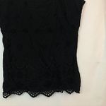 Vince Camuto NWOT Scalloped Eyelet Top Solid Black Blouse Short Sleeve Viscose Photo 3