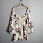 Free People Francesca Floral Print Mini Dress Women's Medium Warm Ivory Boho NWT Photo 5