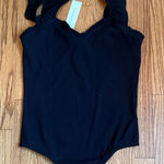 Francesca’s ruffled, sweetheart, neckline thong bodysuit Black Photo 0