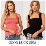 Good Luck Gem  Coral and Black Smocked Tank Tops Photo 1
