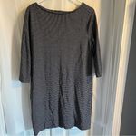 J Jill Women’s Boat Neck 3/4 Sleeves Ponte Knit Shift Dress Medium‎ Black/White Black Photo 1