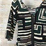 Retro Dress MidMod Vibes Abstract Cocktail Back Zip Geometric Earth Tones Size S Green Photo 3