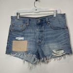Levi's 501 Light Wash Patch Distressed Boho Denim Cutoff Shorts Size 30 Photo 0