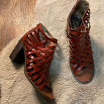 Free People Farylrobin Sandal Woven Brown Leather Size 10 Heeled Open Toe Photo 0