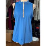 NEW KINONA Womens Size S Blue White Black 1/4 Zip Sleeveless Polo Golf Top Photo 1