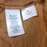 Tahari Top Women M Caramel Brown 100% Linen Tee Cap Sleeve Button Back Split Hem Photo 7