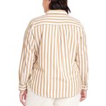 Gap  The BIG Shirt Women's Long Sleeve Button Down Striped Cotton Size L Tan Photo 1